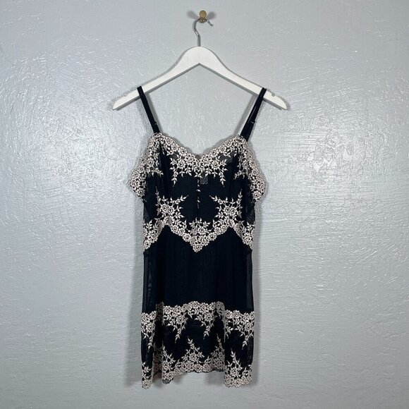 Wacoal Other - Wacoal Women XL Black Embrace Lace Sheer Chemise Slip Coquette Feminine Regency